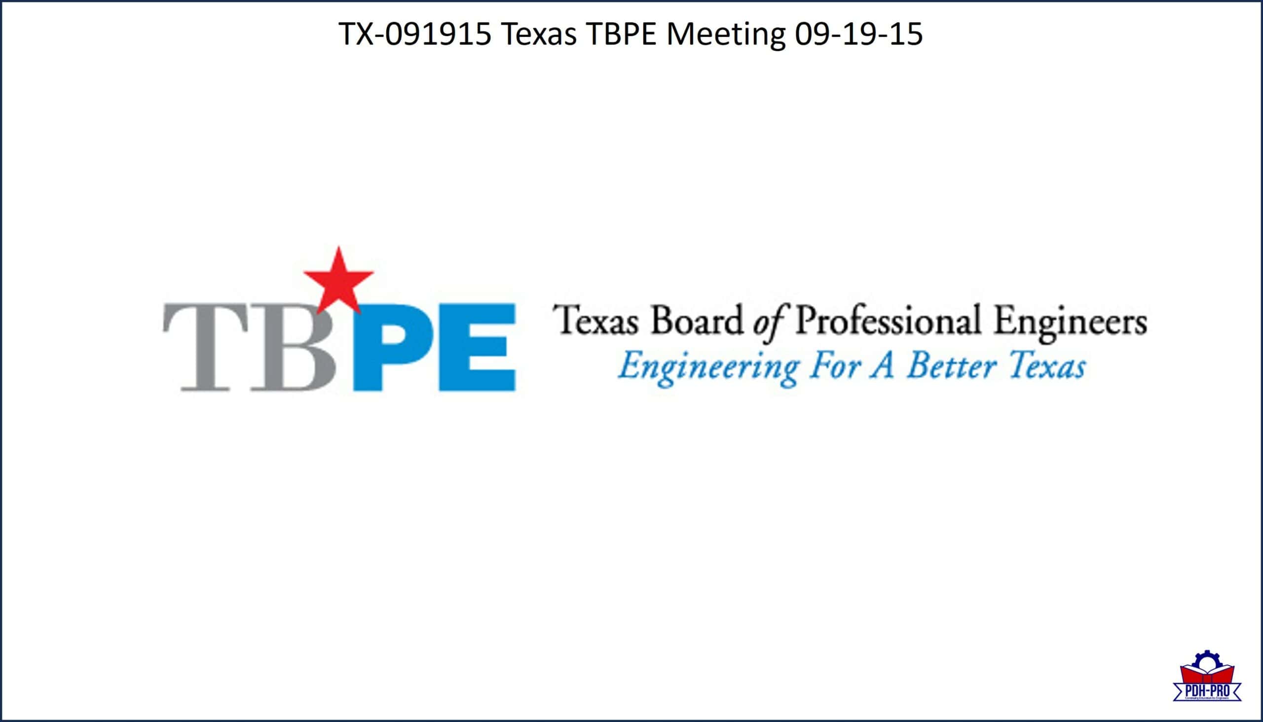 Texas TBPE Meeting 09-19-15